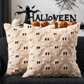 Beige Ghost Faux Fur Throw Pillow Covers - 18x18in, Set of 2