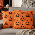Pumpkin Patch Faux Fur Throw Pillow Covers - 18x18in, Set of 2 (Orange & Black)